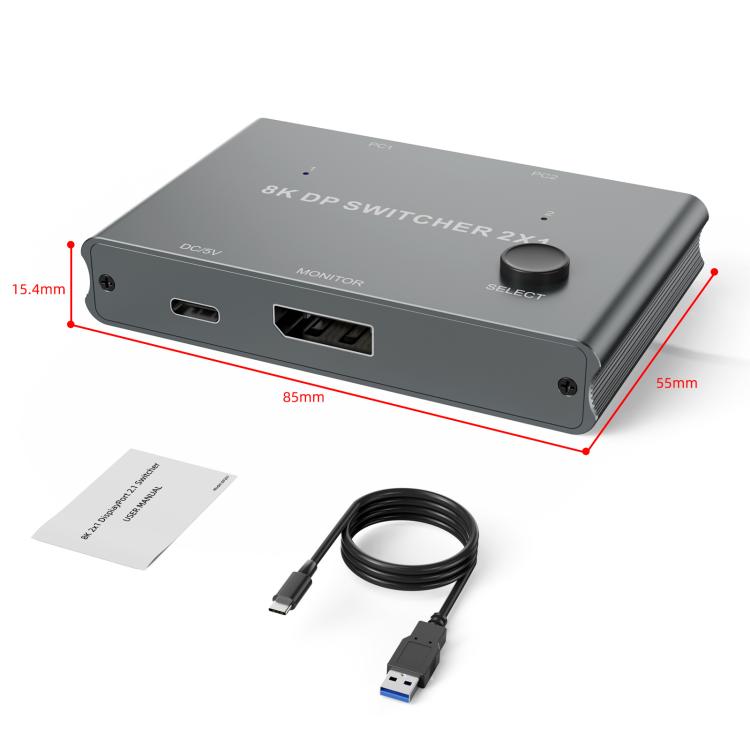 DP301 3 In 1 Out DisplayPort Switch 8K 30Hz HD Splitter For Computer Screen -  by buy2fix | Online Shopping UK | buy2fix