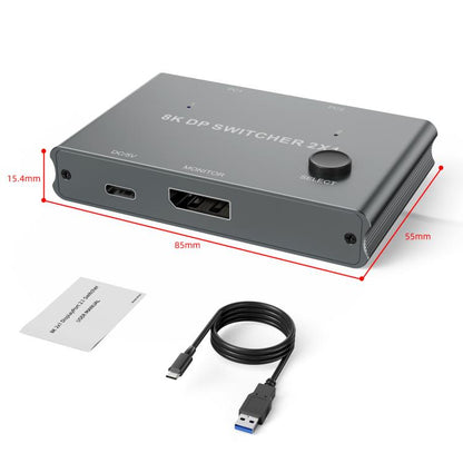 DP201 2 In 1 Out DisplayPort Switch 8K 30Hz HD Splitter For Computer Screen -  by buy2fix | Online Shopping UK | buy2fix