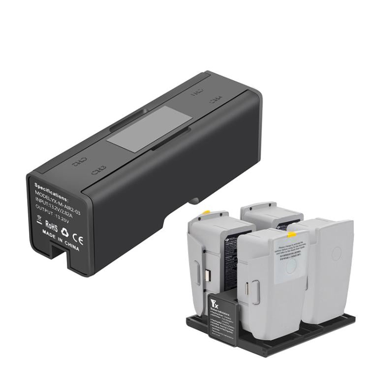 For DJI Mavic Air 2 YX Battery Charger Hub With LCD Display 4-Slot Intelligent Charging Station(Black) - Charger by YX | Online Shopping UK | buy2fix