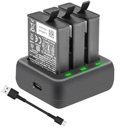 For DJI Osmo Action 4/Action 3 YX 3-Slot Battery Charger Hub Compact Charging Station(Black) - Cable & Charger by YX | Online Shopping UK | buy2fix