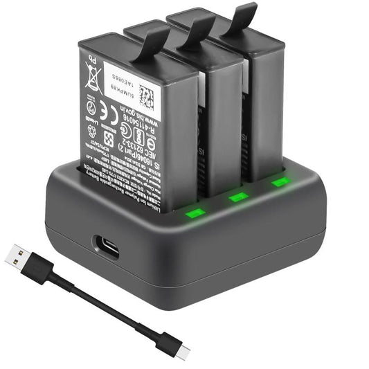 For DJI Osmo Action 4/Action 3 YX 3-Slot Battery Charger Hub Compact Charging Station(Black) - Cable & Charger by YX | Online Shopping UK | buy2fix