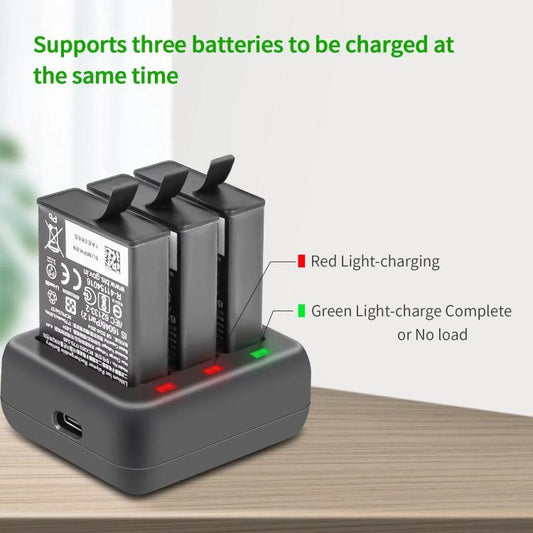 For DJI Osmo Action 4/Action 3 YX 3-Slot Battery Charger Hub Compact Charging Station(Black) - Cable & Charger by YX | Online Shopping UK | buy2fix