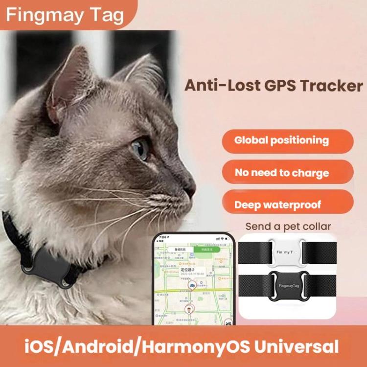 GPS Tracker For Cats & Dogs Global Real-Time Tracking Collar Anti-Loss Waterproof Pet Locator Compatible Findmytag APP(Black) - Personal Tracker by buy2fix | Online Shopping UK | buy2fix