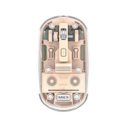 IMICE T400 4 Keys 1600DPI Dual-Mode Mouse Transparent Bluetooth Charging Wireless Silent Mice(Beige) - Wireless Mice by iMICE | Online Shopping UK | buy2fix