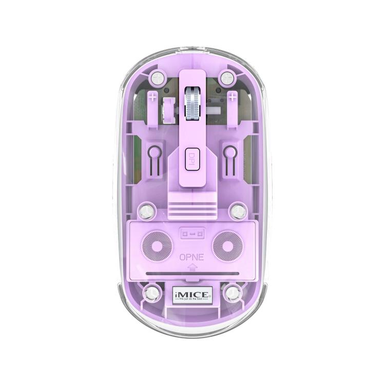IMICE T400 4 Keys 1600DPI Dual-Mode Mouse Transparent Bluetooth Charging Wireless Silent Mice(Purple) - Wireless Mice by iMICE | Online Shopping UK | buy2fix