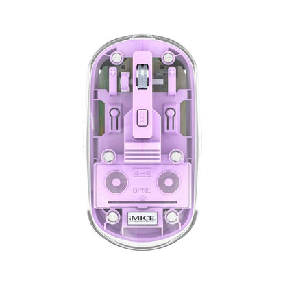 IMICE T400 4 Keys 1600DPI Dual-Mode Mouse Transparent Bluetooth Charging Wireless Silent Mice(Purple) - Wireless Mice by iMICE | Online Shopping UK | buy2fix