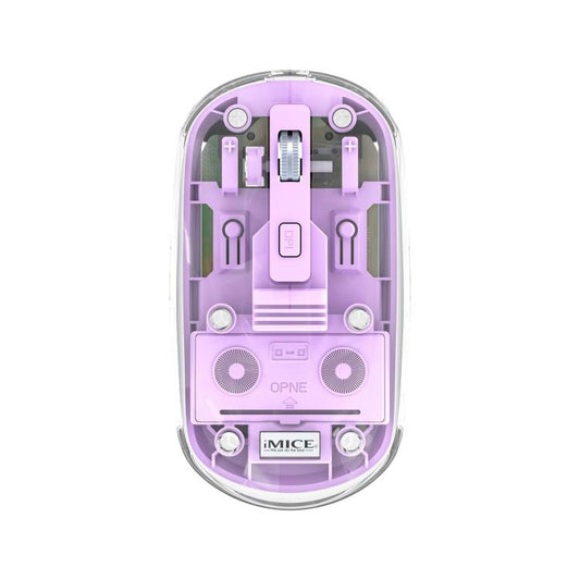 IMICE T400 4 Keys 1600DPI Dual-Mode Mouse Transparent Bluetooth Charging Wireless Silent Mice(Purple) - Wireless Mice by iMICE | Online Shopping UK | buy2fix