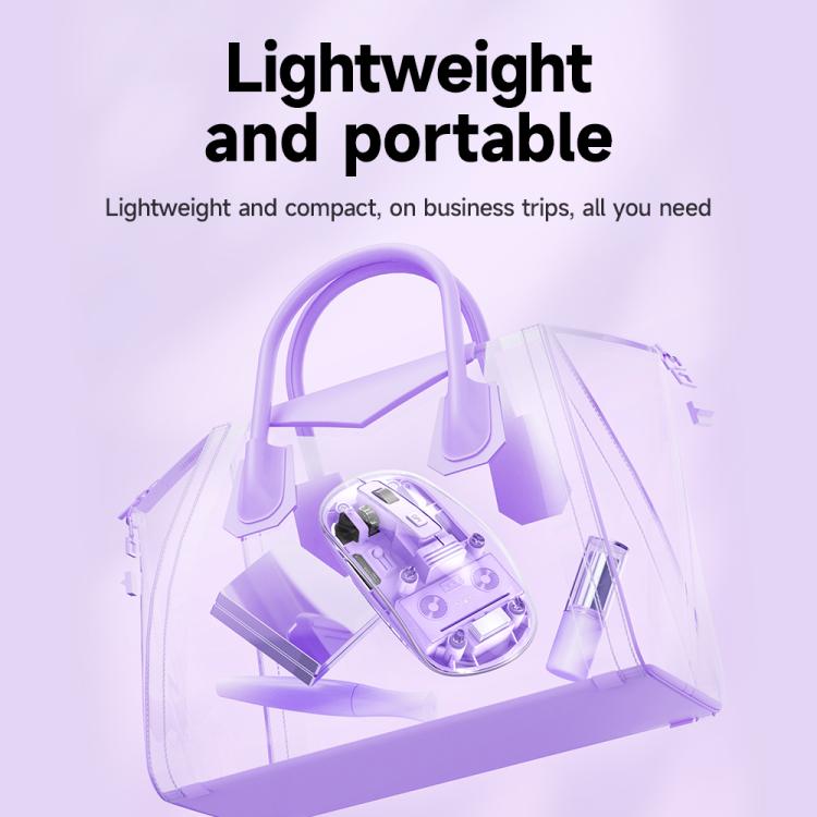 IMICE T400 4 Keys 1600DPI Dual-Mode Mouse Transparent Bluetooth Charging Wireless Silent Mice(Purple) - Wireless Mice by iMICE | Online Shopping UK | buy2fix