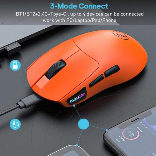 iMICE G900 6 Keys 12800DPI Gaming Mouse Rechargeable Tri-Ode Wireless Mouse(Black) - Wireless Mice by iMICE | Online Shopping UK | buy2fix