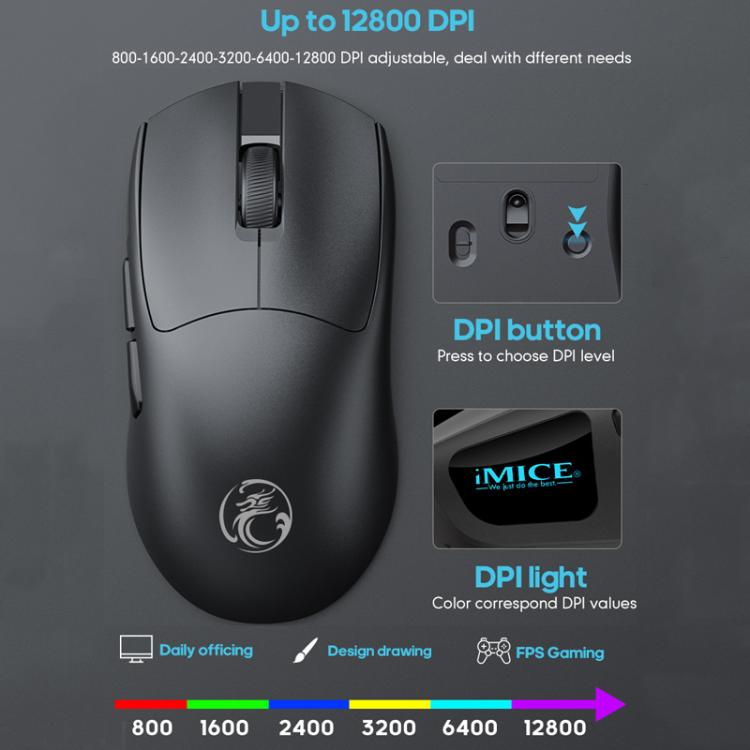 iMICE G900 6 Keys 12800DPI Gaming Mouse Rechargeable Tri-Ode Wireless Mouse(Black) - Wireless Mice by iMICE | Online Shopping UK | buy2fix