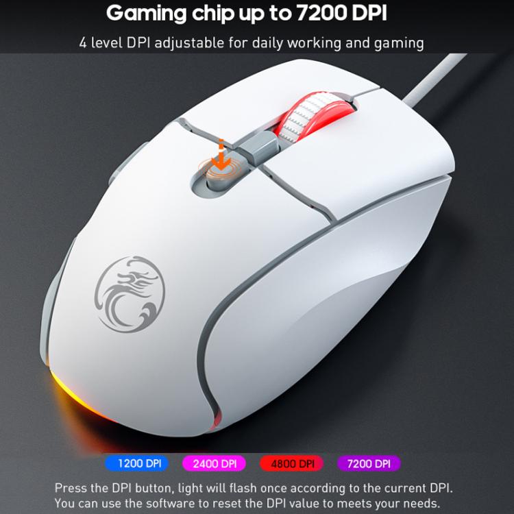 iMICE G800 7 Keys 7200DPI Wired Gaming Silent Mouse With LED Lighting(Black White) - Wired Mice by iMICE | Online Shopping UK | buy2fix
