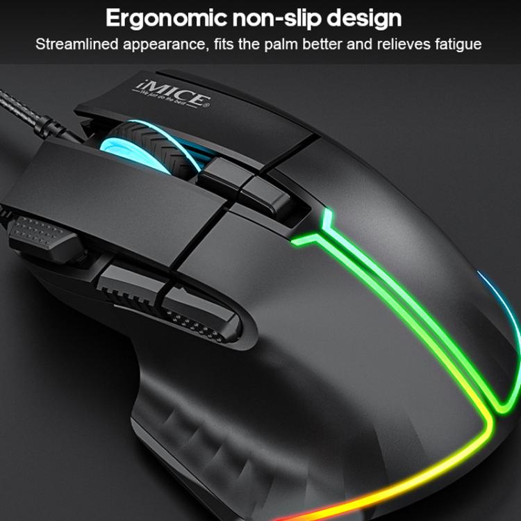 IMICE T50 8 Keys 12800DPI Wired Gaming Mouse With Adjustable DPI And RGB Lighting(Black) - Wired Mice by iMICE | Online Shopping UK | buy2fix