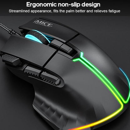 IMICE T50 8 Keys 12800DPI Wired Gaming Mouse With Adjustable DPI And RGB Lighting(Black) - Wired Mice by iMICE | Online Shopping UK | buy2fix