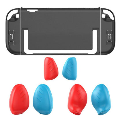 For Nintendo Switch 2 Split Design Crystal PC Protective Case with 3 Sizes Ergonomic Grips Clear Black+Red Blue - Cases by buy2fix | Online Shopping UK | buy2fix