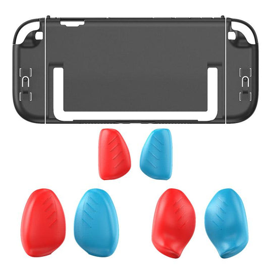 For Nintendo Switch 2 Split Design Crystal PC Protective Case with 3 Sizes Ergonomic Grips Clear Black+Red Blue - Cases by buy2fix | Online Shopping UK | buy2fix