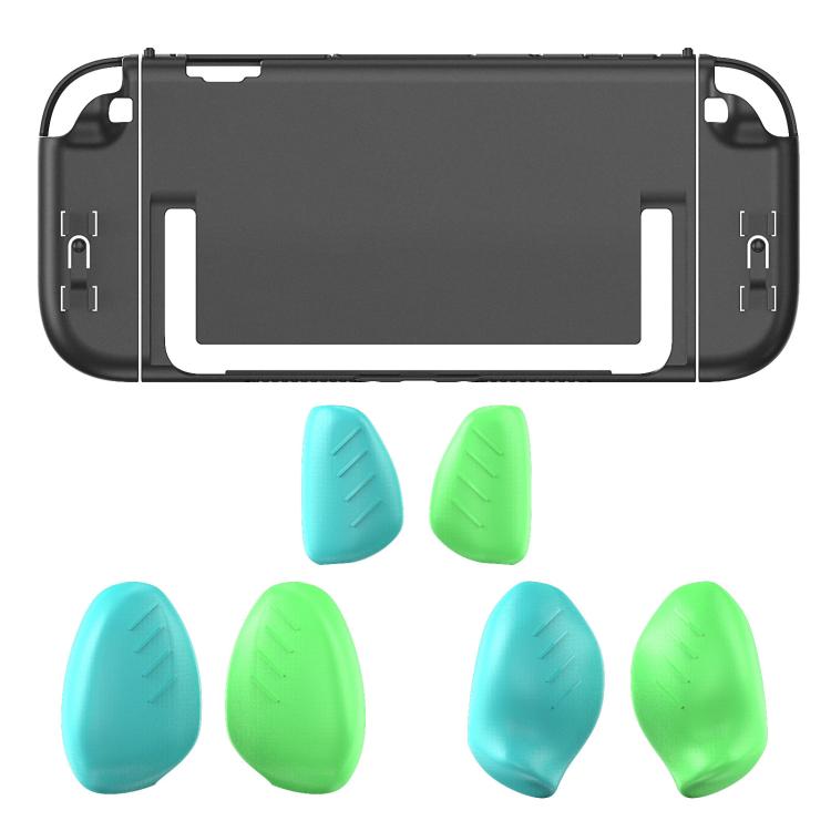 For Nintendo Switch 2 Split Design Crystal PC Protective Case with 3 Sizes Ergonomic Grips Clear Black+Green Blue - Cases by buy2fix | Online Shopping UK | buy2fix