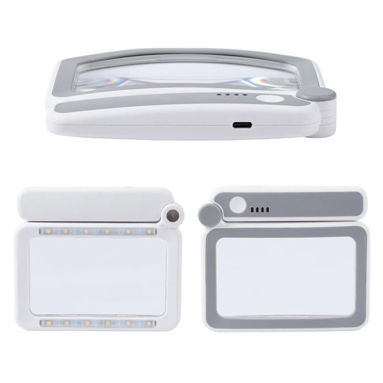 3.5X 12LED Folding Magnifying Glass Handheld Reading Glass With Charge Display(White) - Others by buy2fix | Online Shopping UK | buy2fix