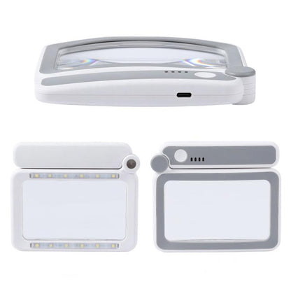 3.5X 12LED Folding Magnifying Glass Handheld Reading Glass With Charge Display(White) - Others by buy2fix | Online Shopping UK | buy2fix