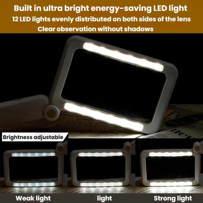 3.5X 12LED Folding Magnifying Glass Handheld Reading Glass With Charge Display(White) - Others by buy2fix | Online Shopping UK | buy2fix