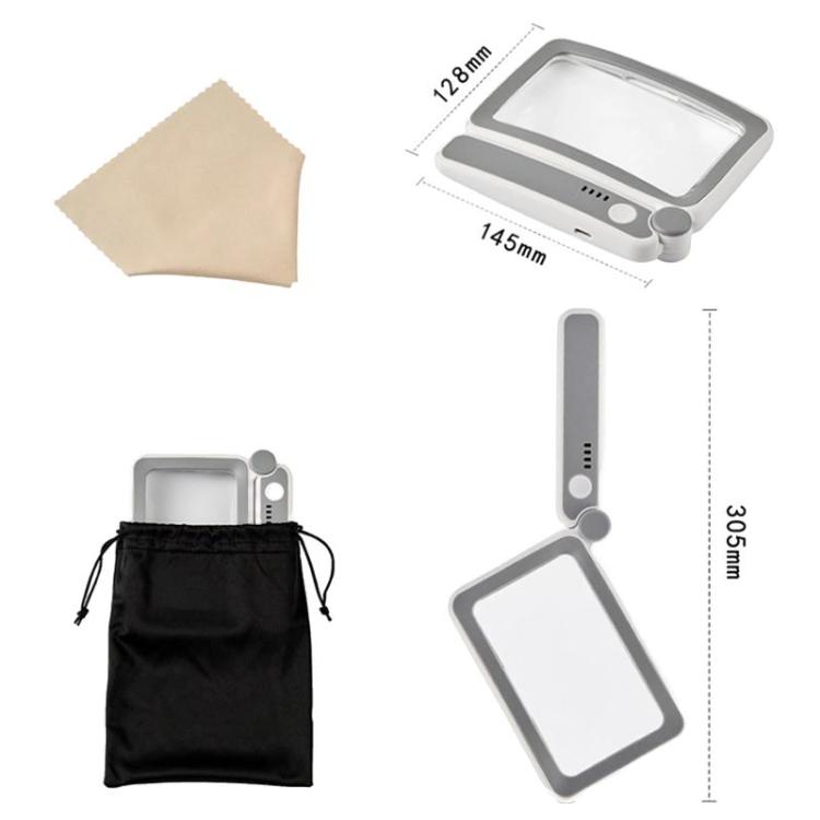 3.5X 12LED Folding Magnifying Glass Handheld Reading Glass With Charge Display(White) - Others by buy2fix | Online Shopping UK | buy2fix