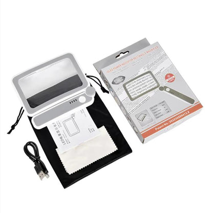 3.5X 12LED Folding Magnifying Glass Handheld Reading Glass With Charge Display(White) - Others by buy2fix | Online Shopping UK | buy2fix
