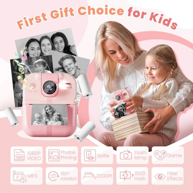 P02 Kids Instant Print Camera with 180-degree Flip Lens & 32GB Memory Card Selfie Photo Printing Toy(Green) - Children Cameras by buy2fix | Online Shopping UK | buy2fix