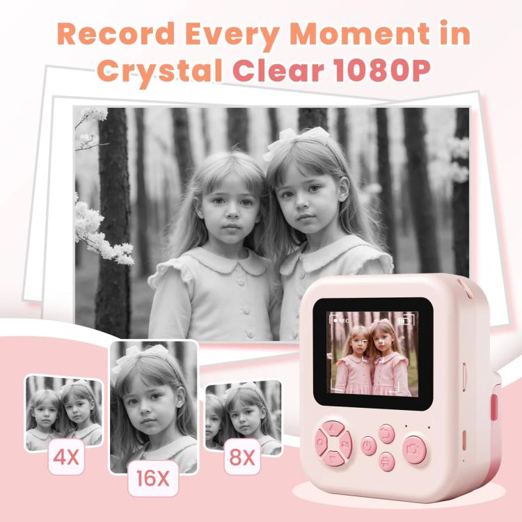 P02 Kids Instant Print Camera with 180-degree Flip Lens & 32GB Memory Card Selfie Photo Printing Toy(Green) - Children Cameras by buy2fix | Online Shopping UK | buy2fix