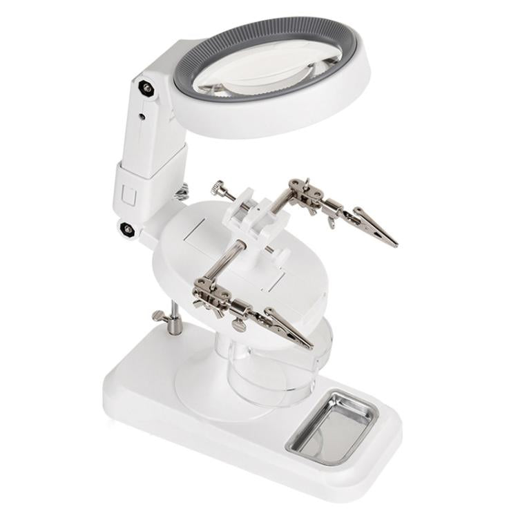 5x 10x Desktop Handheld Magnifying Glass 32 LEDs Soldering Iron Maintenance Workbench(White) - Repair Platform by buy2fix | Online Shopping UK | buy2fix