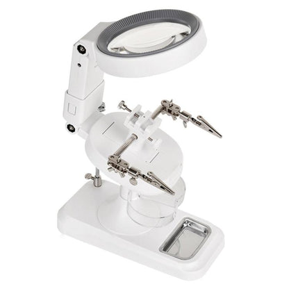 5x 10x Desktop Handheld Magnifying Glass 32 LEDs Soldering Iron Maintenance Workbench(White) - Repair Platform by buy2fix | Online Shopping UK | buy2fix