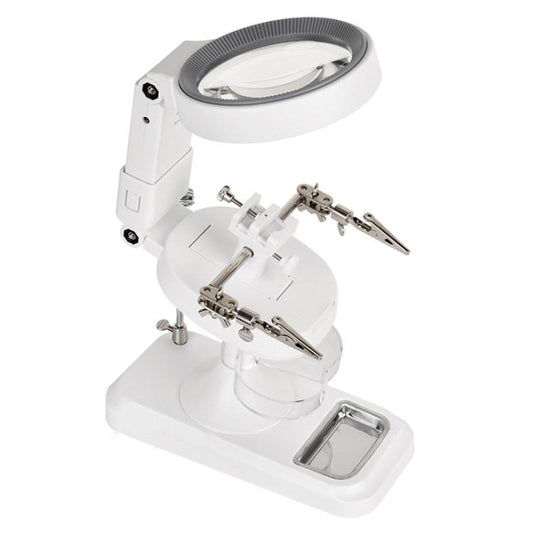 5x 10x Desktop Handheld Magnifying Glass 32 LEDs Soldering Iron Maintenance Workbench(White) - Repair Platform by buy2fix | Online Shopping UK | buy2fix