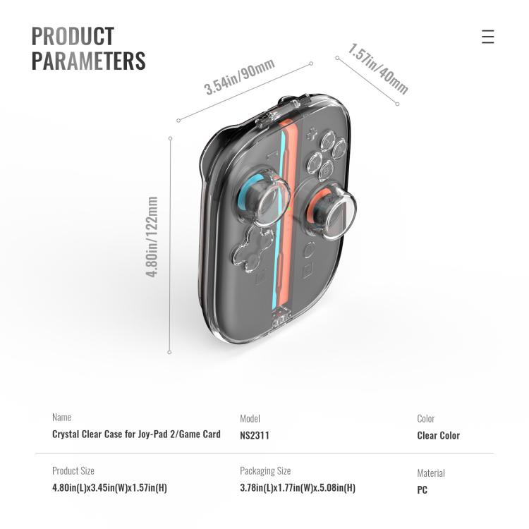 For Nintendo Switch 2 Joy-Con Controllers Crystal Clear Hard Case with 6 Game Card Storage Slots - Cases by buy2fix | Online Shopping UK | buy2fix