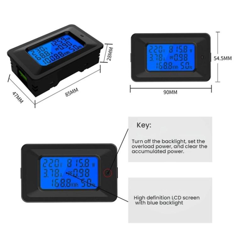 Multifunctional Electric Meter AC Digital Voltage Frequency Monitor, Specification: AC 20A 4400W - Current & Voltage Tester by buy2fix | Online Shopping UK | buy2fix