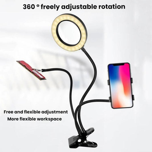 10X 72LEDs Optical Magnifying Glass Hose Type Mobile Phone Holder(Black) - Others by buy2fix | Online Shopping UK | buy2fix