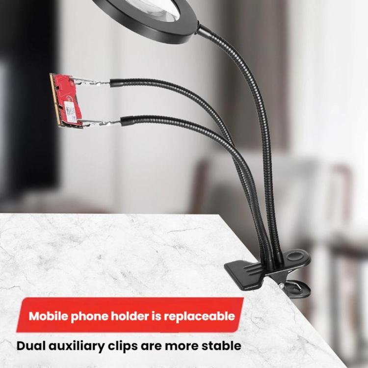 10X 72LEDs Optical Magnifying Glass Hose Type Mobile Phone Holder(Black) - Others by buy2fix | Online Shopping UK | buy2fix