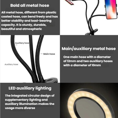 10X 72LEDs Optical Magnifying Glass Hose Type Mobile Phone Holder(Black) - Others by buy2fix | Online Shopping UK | buy2fix