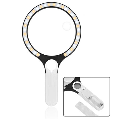 5/10/20X 13.5cm 3 Colors LED Handheld Magnifying Glass Adjustable Brightness For Reading, Spec: Battery - Hand Held Style by buy2fix | Online Shopping UK | buy2fix