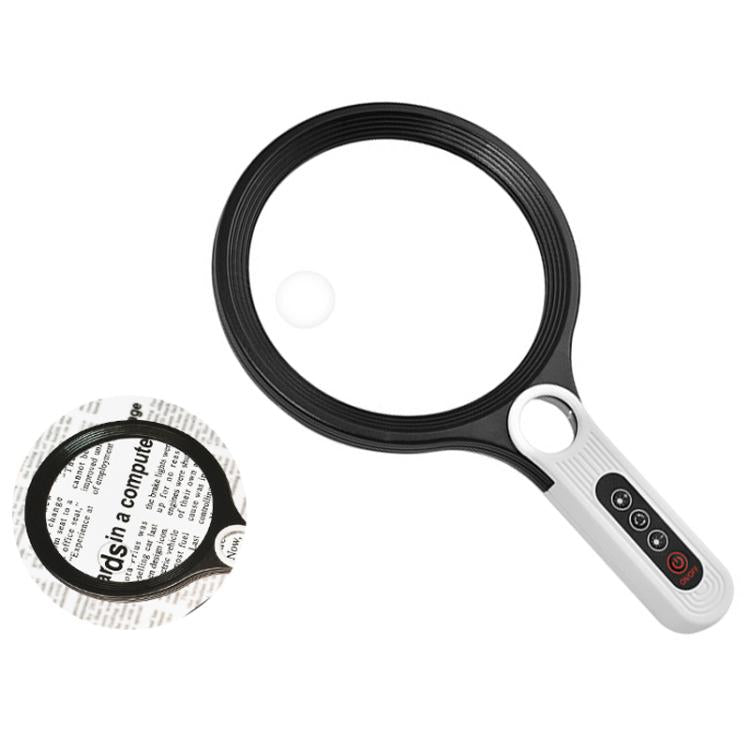 5/10/20X 13.5cm 3 Colors LED Handheld Magnifying Glass Adjustable Brightness For Reading, Spec: Battery - Hand Held Style by buy2fix | Online Shopping UK | buy2fix