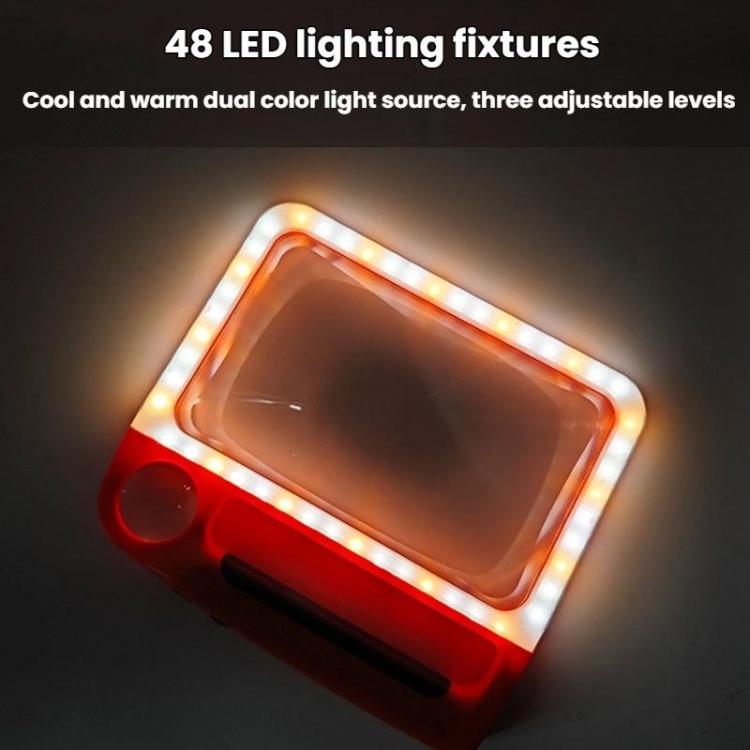 5/10X 48LEDs Magnifier 3 Colors Cold Warm Brightness Adjustment Handheld Loupe, Spec: Charging Orange - Hand Held Style by buy2fix | Online Shopping UK | buy2fix