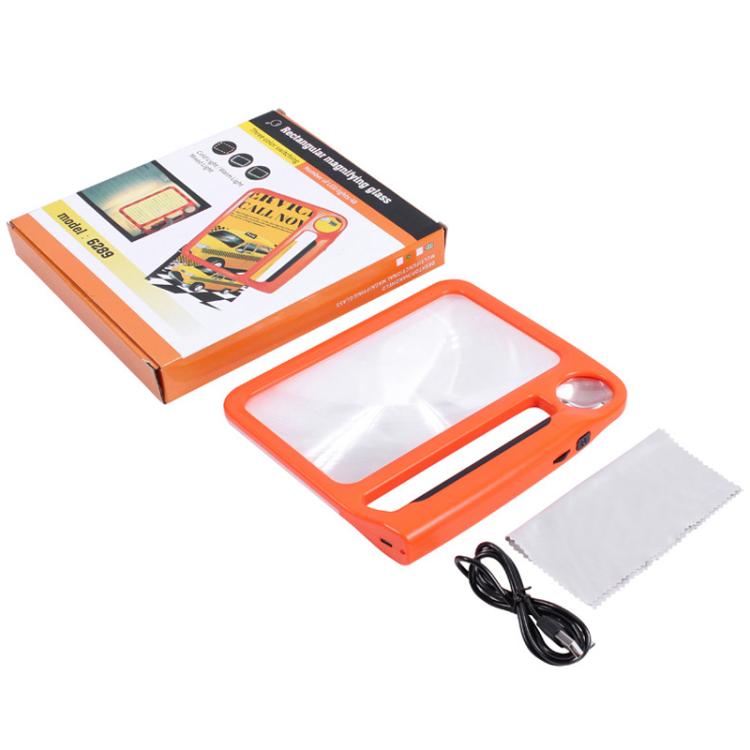5/10X 48LEDs Magnifier 3 Colors Cold Warm Brightness Adjustment Handheld Loupe, Spec: Battery Orange - Hand Held Style by buy2fix | Online Shopping UK | buy2fix