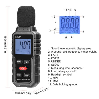 Mini High-Precision Decibel Instrument Environmental Noise Detector(Without Battery) - Light & Sound Meter by buy2fix | Online Shopping UK | buy2fix