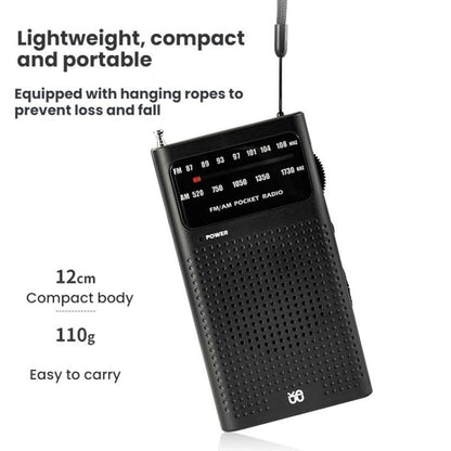FM/AM Full-Band Channel Pocket Portable Pointer Radio Player(Black) - Radio Player by buy2fix | Online Shopping UK | buy2fix