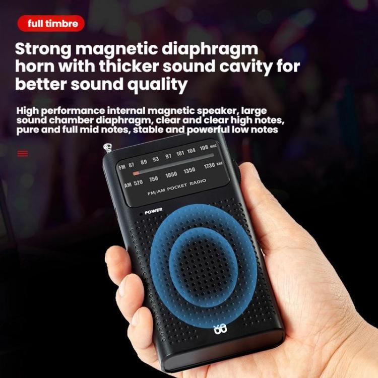FM/AM Full-Band Channel Pocket Portable Pointer Radio Player(Black) - Radio Player by buy2fix | Online Shopping UK | buy2fix