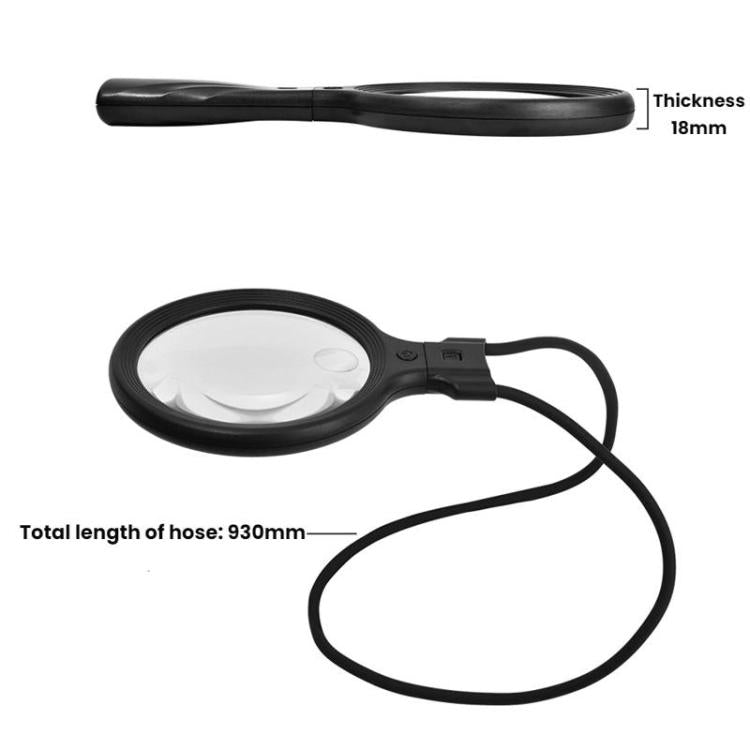 5/10X 30 LEDs Magnifying Glass USB Charging Neck Worn Handheld For Reading Maintenance(Black) - Hand Held Style by buy2fix | Online Shopping UK | buy2fix