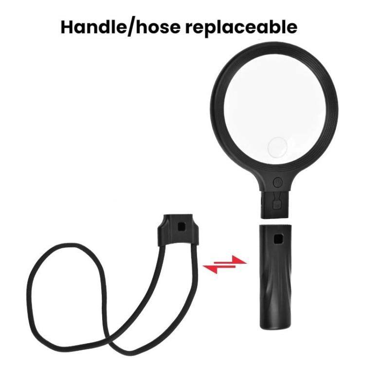 5/10X 30 LEDs Magnifying Glass USB Charging Neck Worn Handheld For Reading Maintenance(Black) - Hand Held Style by buy2fix | Online Shopping UK | buy2fix