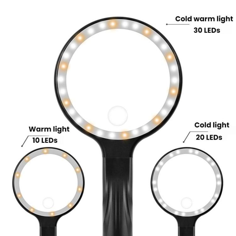 5/10X 30 LEDs Magnifying Glass USB Charging Neck Worn Handheld For Reading Maintenance(Black) - Hand Held Style by buy2fix | Online Shopping UK | buy2fix
