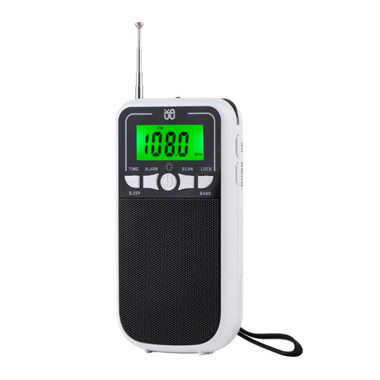 Portable FM/AM/SW Multi-Band High-Sensitivity Clock-Controlled Radio Player, Specification: For US(White) - Radio Player by buy2fix | Online Shopping UK | buy2fix