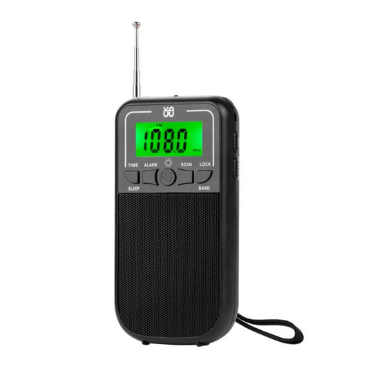 Portable FM/AM/SW Multi-Band High-Sensitivity Clock-Controlled Radio Player, Specification: For US(Black)