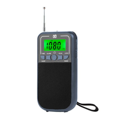 Portable FM/AM/SW Multi-Band High-Sensitivity Clock-Controlled Radio Player, Specification: For US(Gray) - Radio Player by buy2fix | Online Shopping UK | buy2fix