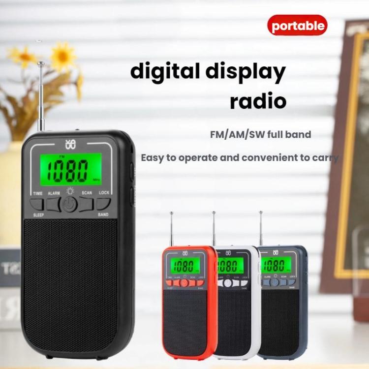 Portable FM/AM/SW Multi-Band High-Sensitivity Clock-Controlled Radio Player, Specification: For US(Black) - Radio Player by buy2fix | Online Shopping UK | buy2fix