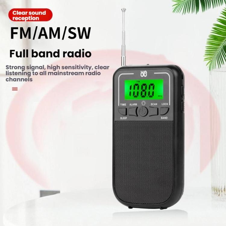 Portable FM/AM/SW Multi-Band High-Sensitivity Clock-Controlled Radio Player, Specification: For US(White) - Radio Player by buy2fix | Online Shopping UK | buy2fix